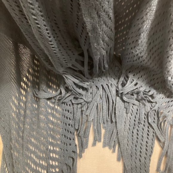 Navy Blue Fringe Shawl - Picture 5 of 5